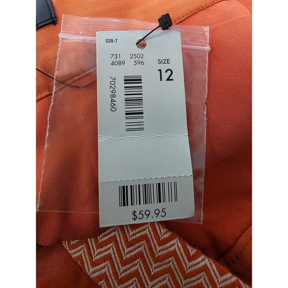 The Limited Mini Skirt Womens 12 Orange White Chevron Lined Career Office NWT - Picture 6 of 14